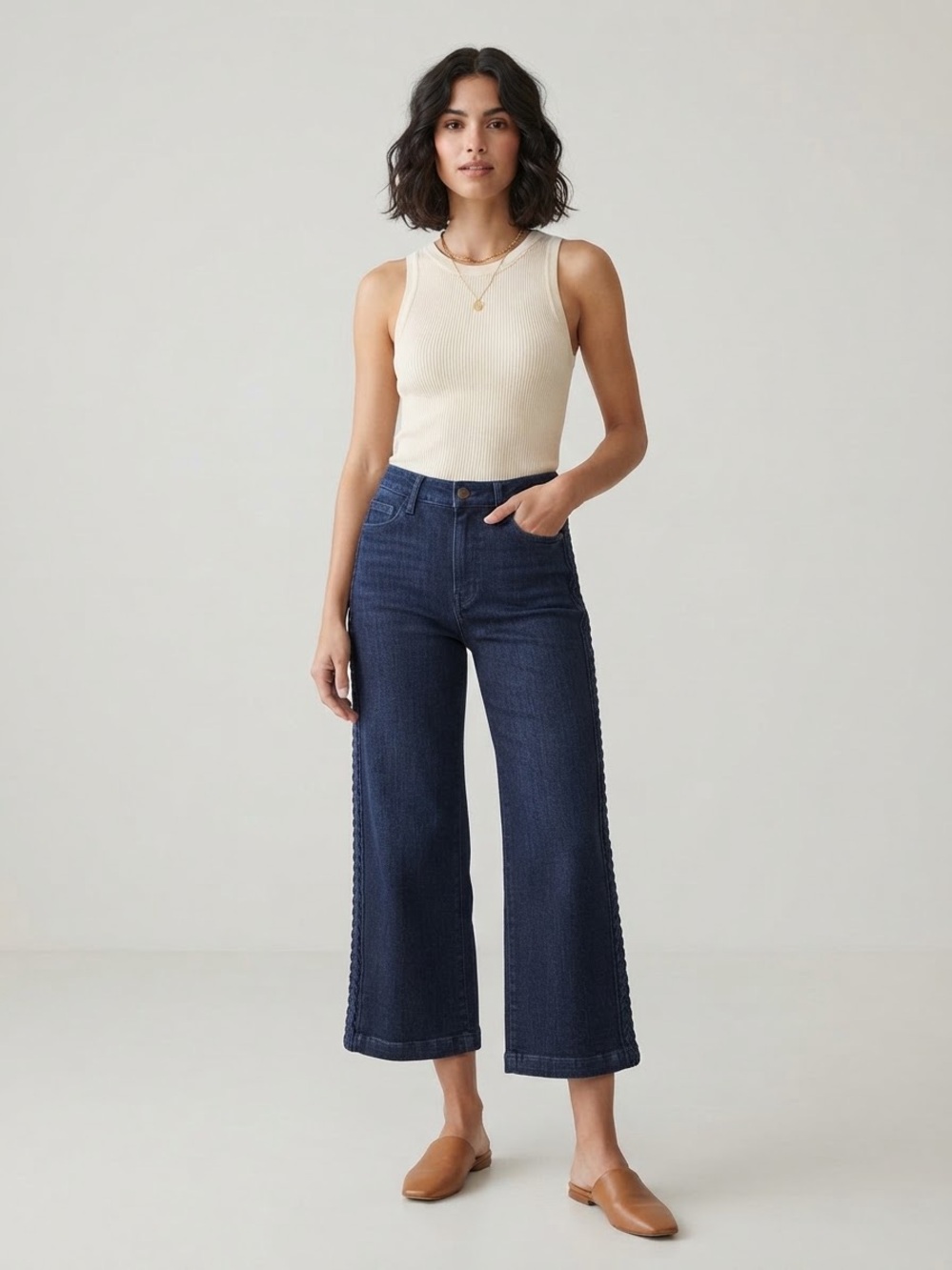 Judy Blue Dark Indigo Wide-Leg Crop Jeans